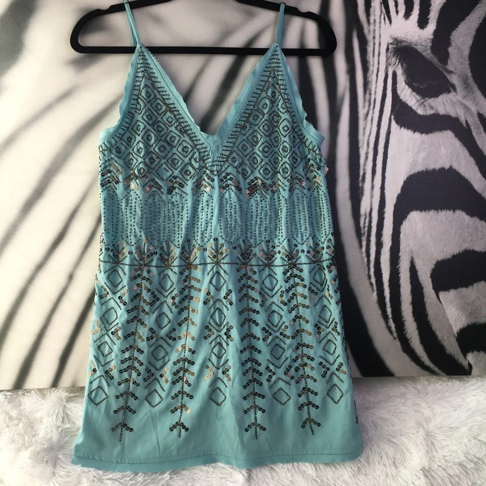 Free People Teal Beaded Boho Maxi Dress